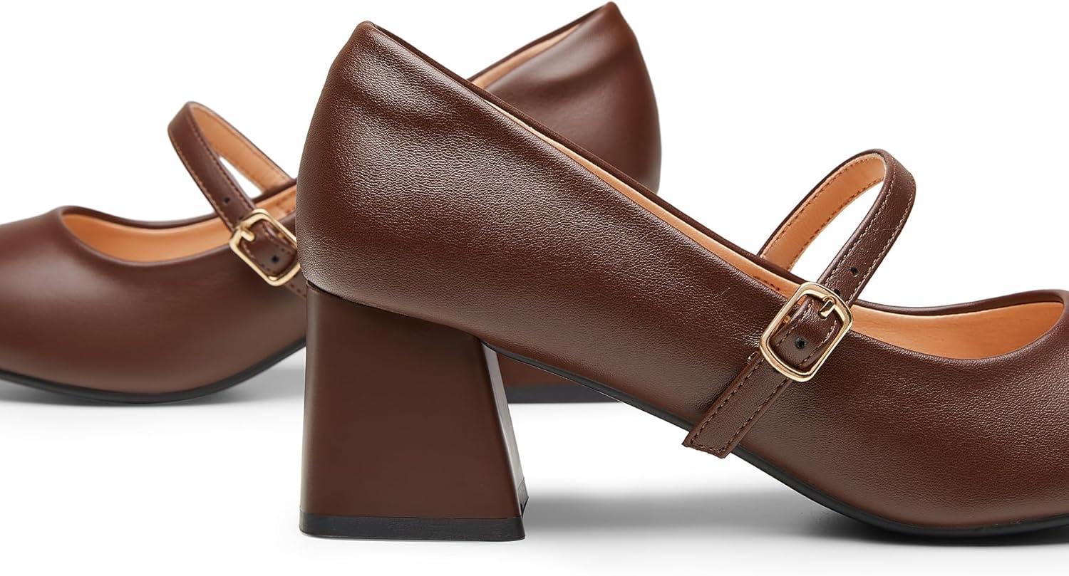 Trary Mary Jane Shoes Women, Chunky Mary Janes Heels for Women Shoes Dressy Casual, Dress Shoes for Women Block Heels Closed Toe Mary Jane Pumps - Image 3