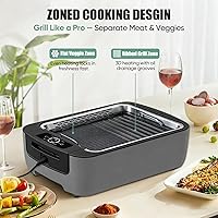 Vista 6 de Smokeless Indoor Grill, Electric Indoor Grill for Korean BBQ with Dual-Turbo Smoke Extractor, LED Smart Display & Dual-Zone Nonstick Grill Plates