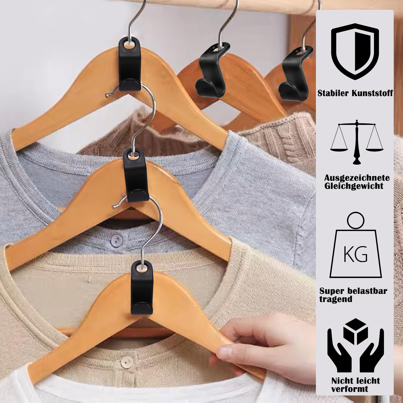 Anevous 10 Stück Kleiderbügel Haken - Platzsparende Verbindungshaken Weiß