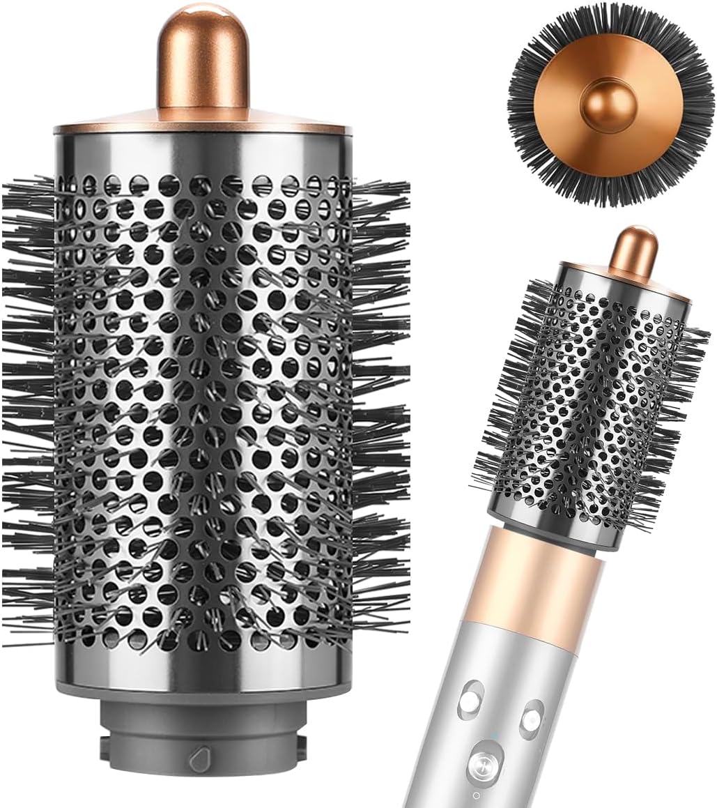 Large Round Volumizing Brush for Dyson Airwrap Styler, Nickel/Fuchsia Big Round Brush Volumizer Attachment