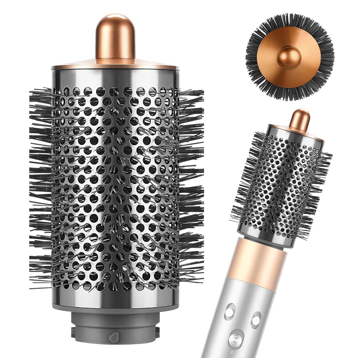 Large Round Volumizing Brush for Dyson Airwrap Styler, Nickel/Copper Big Round Brush Volumizer Attachment for or Dyson Airwrap HS01 HS05 HS08, Smooth Hair,Volumizing and Curly Styling Large Round Volumizing Brush for Dyson Airwrap Styler, Nickel/Copper Big Round Brush Volumizer Attachment for or Dyson Airwrap HS01 HS05 HS08, Smooth Hair,Volumizing and Curly Styling