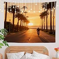 Vista 7 de Shrahala Palm Trees Los Angeles - Tapiz psicodélico grande para dormitorio y sala de estar (51.2 x 59.1 pulgadas, azul 1)