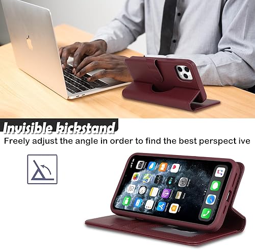 Miniatura 6 de Havaya Magsafe - Funda tipo cartera para iPhone 11 Pro Max, compatible con iPhone 11 Pro Max, con tarjetero, funda desmontable de piel magnética