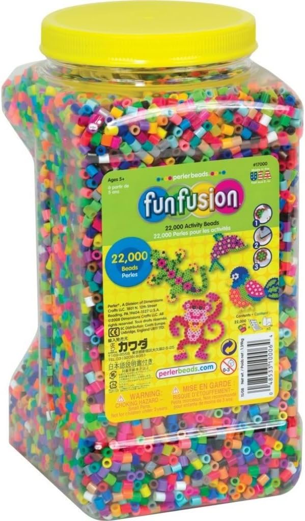 Toy / Game Perler Beads 22,000 Count Bead Jar Multi-Mix Colors Used with Perler Pegboards and Ironing Paper