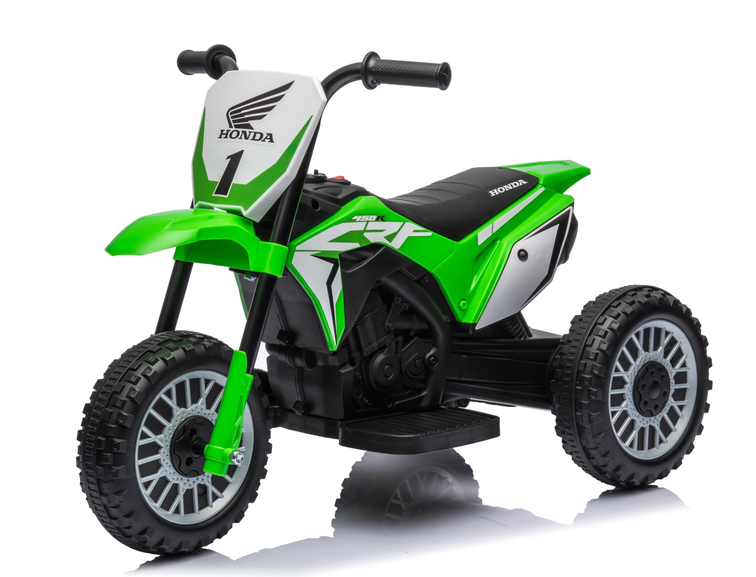 Moto eléctrica para niños Triciclo Mini Cross Honda CRF450L Trimoto de Cross 6 V con sonidos integrados verde
