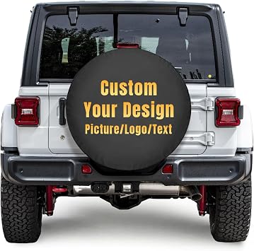 KAINSY Custom Spare Tire Cover, Personalized Wheel Tire Cover Add Your Own Logo Photo Design, PVC Waterproof Leather Universal Tire Protector with Camera Hole for Wrangler Trailer RV SUV