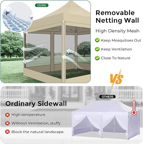 Miniatura 4 de TOOLUCK Tienda de campaña desplegable de 10 x 10 pies con pared de malla extraíble, tienda de campaña resistente UPF 50+, impermeable, fácil de