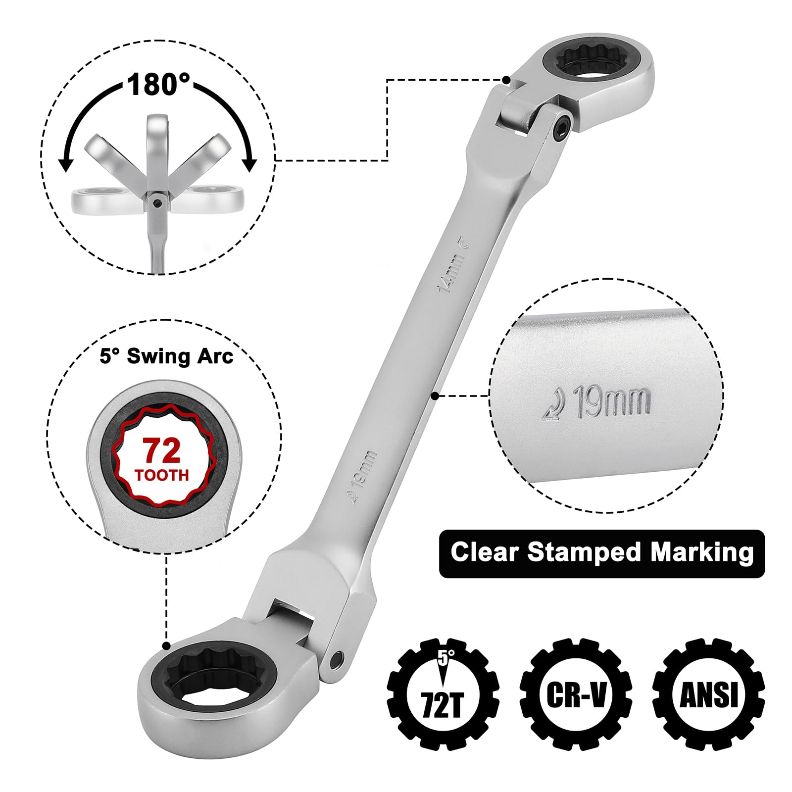 パチモンFLEX Mayouko 36PCS Flex Head Ratcheting Wrench Set, 72 Tooth