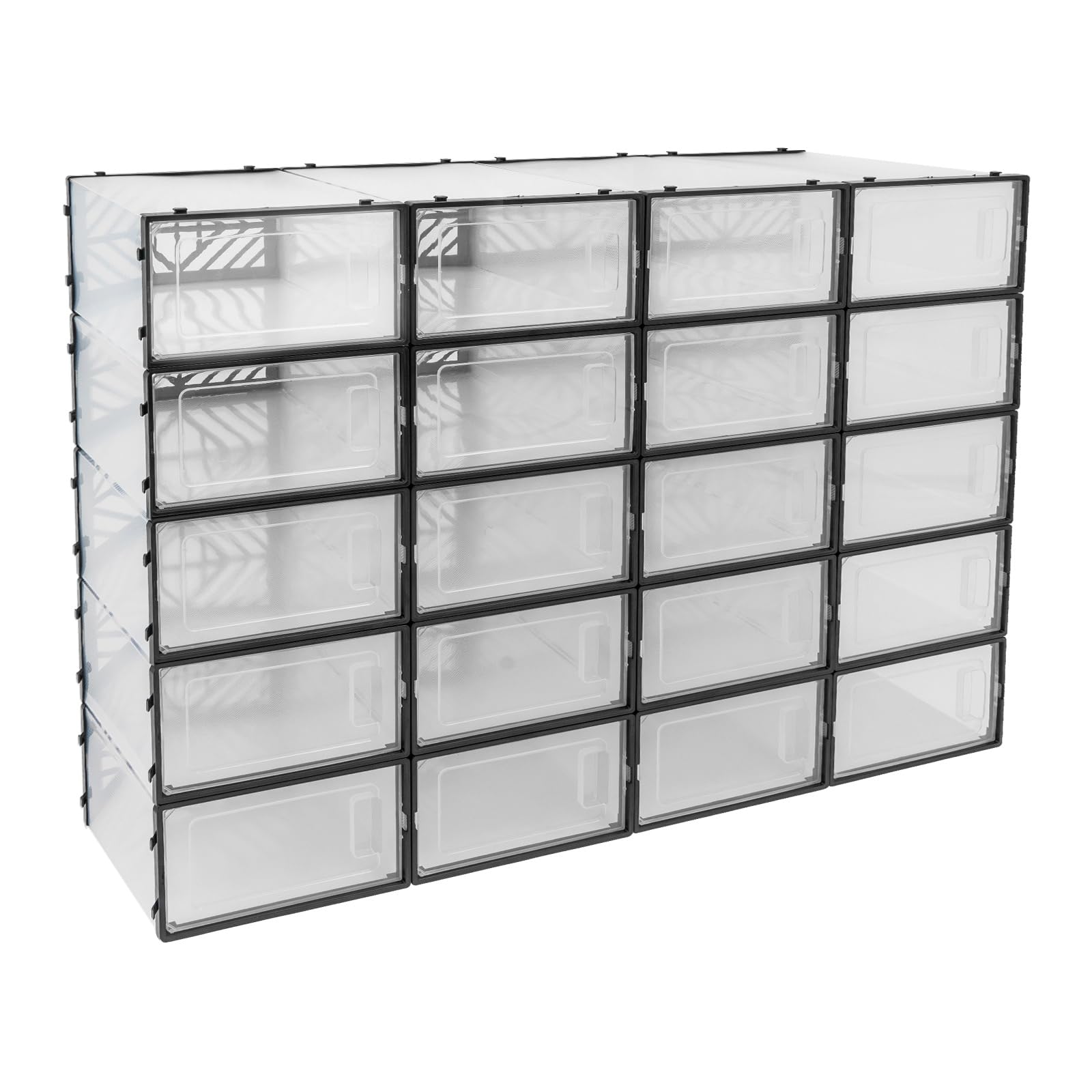 20 Pcs Caja de Almacenamiento de Zapatos Estuche para Zapatos Organizador Zapatero Apilable 92 * 70 * 34.5cm Negro