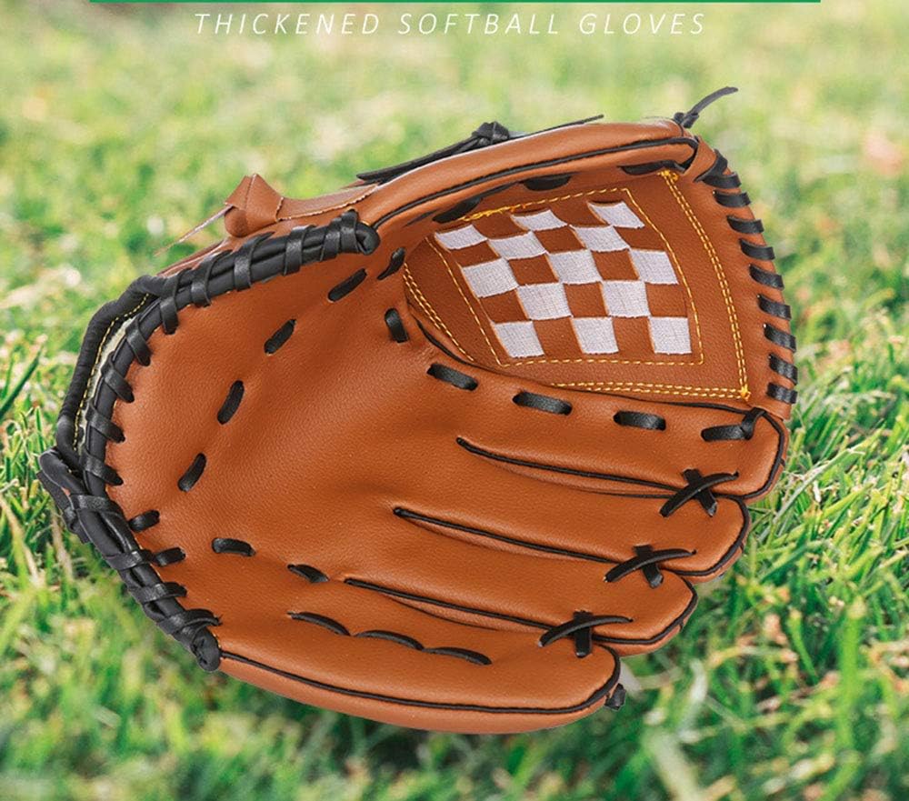 Baseball Gloves for Left Hand Softball Pitcher Kids Adult Brown, Litchi Grain Thickened