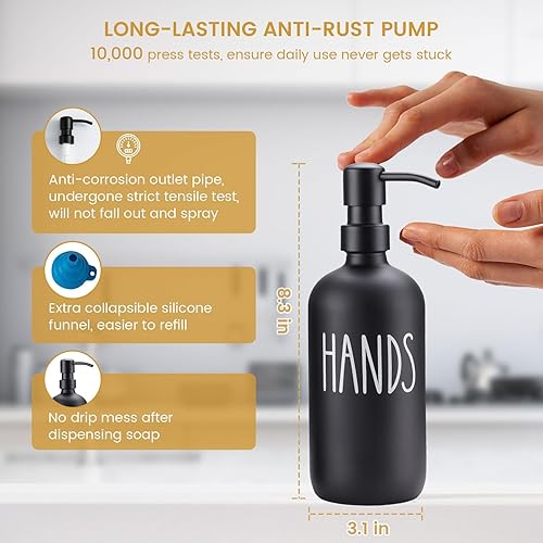 Miniatura 10 de Dispensador de jabón de vidrio para fregadero de cocina, dispensador de jabón para platos de cocina de granja y dispensador de jabón de manos, juego