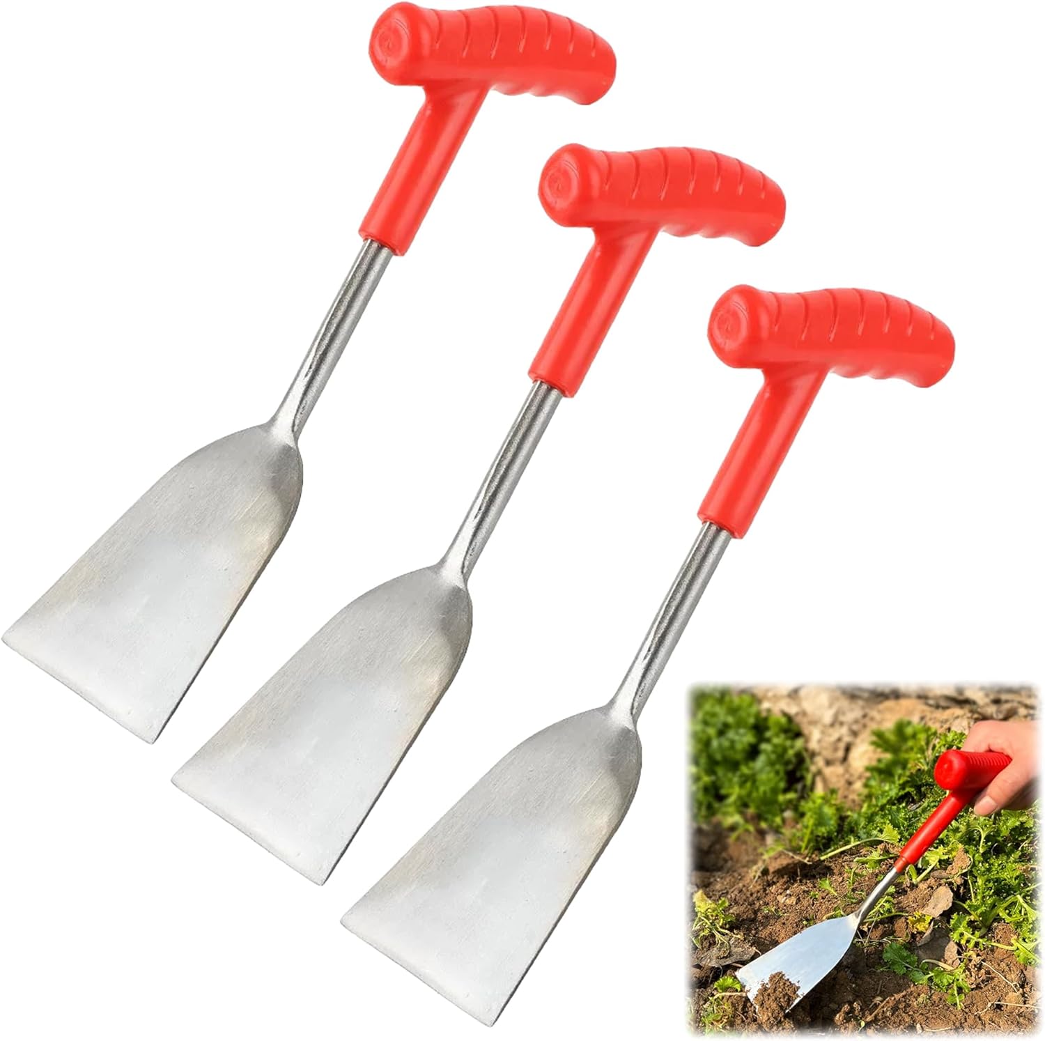 Garden Shovel Garden Hand Trowel, Multifunctional Flat Garden Trowel for Planting, Weeding, Transplanting, Digging, Remove Weeds and Roots, Small Weeding Tool for Gardening Hand Tool (3pcs)