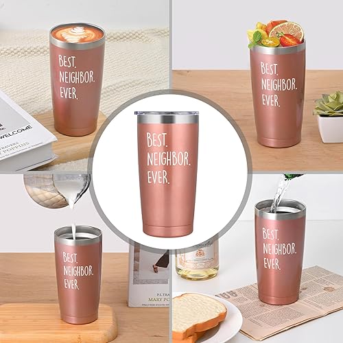 Miniatura 5 de Qtencas Best Neighbor Ever Gifts - Vaso de viaje aislado de acero inoxidable, regalos de Navidad para vecinos, regalos de despedida de inauguración