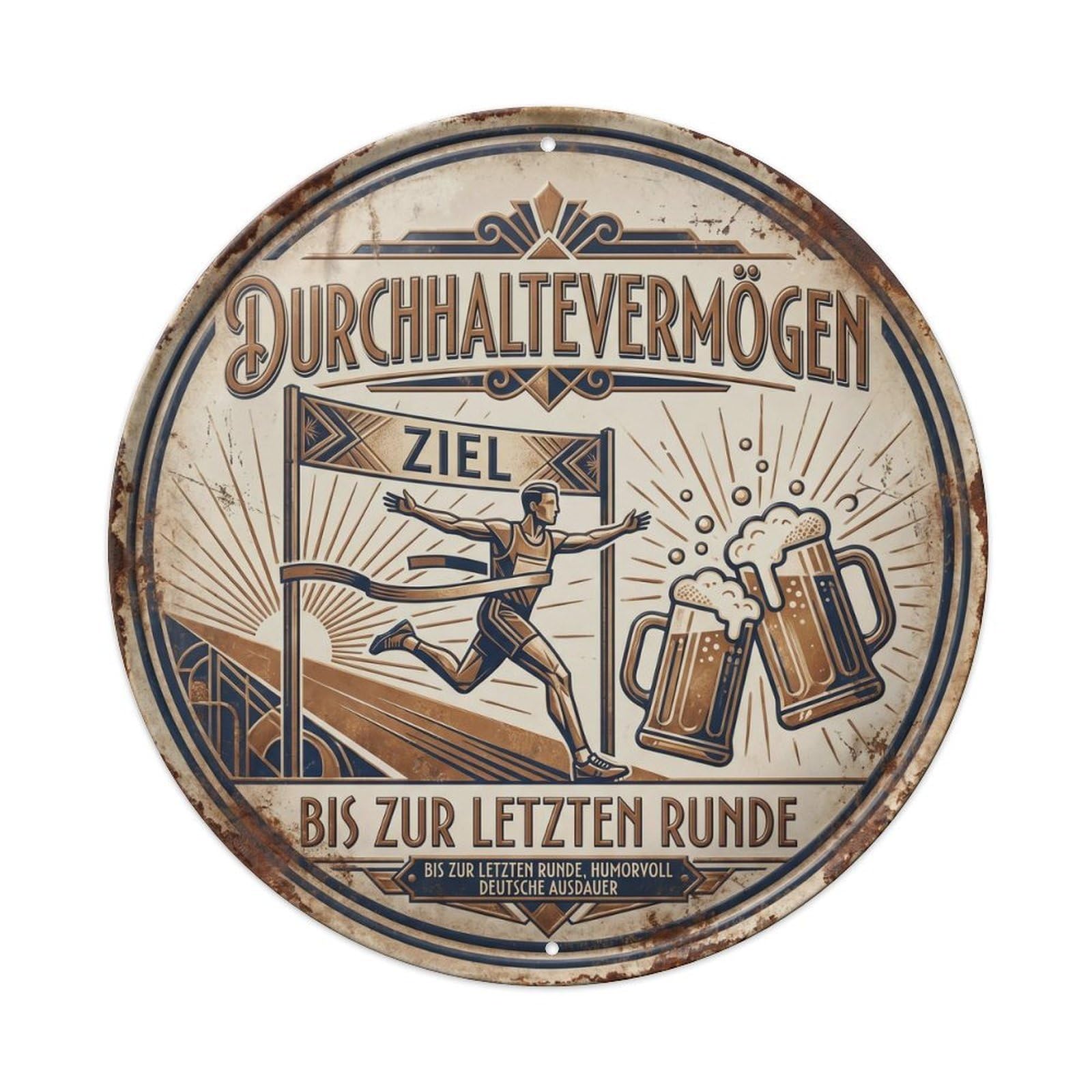 Vintage Bar Style Durchhaltevermögen Humorous Lounge Perseverance Metal Tin Sign Plaque Wall Decor for Cafe, Club, Garden Round Metal Poster 8x8Inch