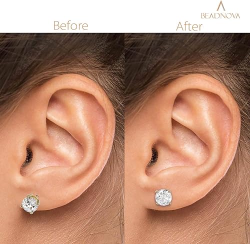 Miniatura 4 de BEADNOVA Pendientes mágicos levantadores de aretes para pendientes caídos, embrague de bala con almohadilla para aretes pesados (estilo corona,