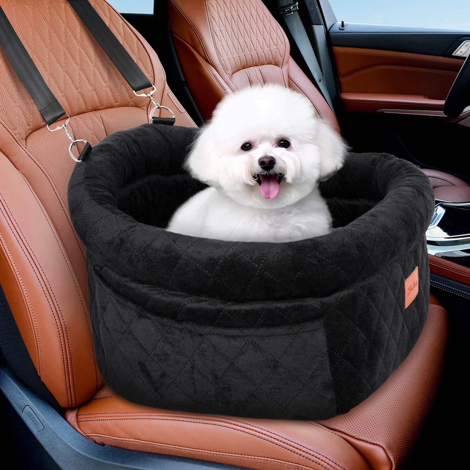 Dog Car Seat For Small Medium Dogs, Memory Foam Booster Car Seat For Dogs Up To 35 Lbs, Elevated Pet Car Seat, Travel Safety Bed With Washable Removable Cover And