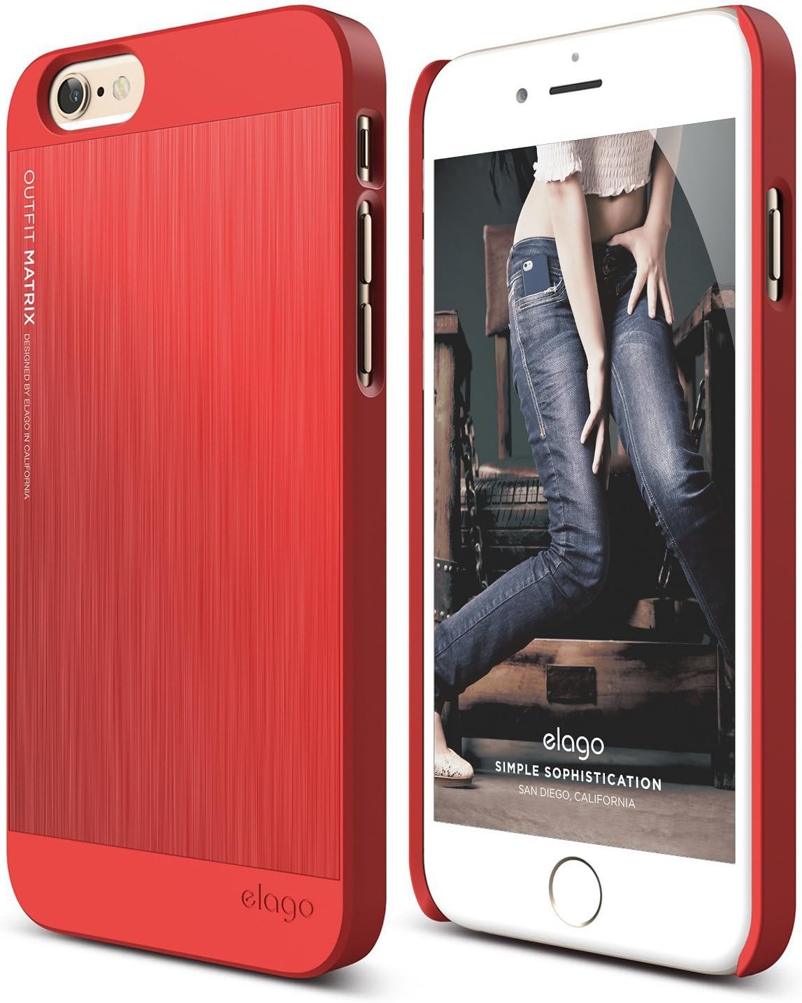 iPhone 6S Case, elago® [Outift Matrix][Extreme Red] - [Premium Hybrid Construction][Brushed Aluminum][Spark Design Award] - for iPhone 6/6S