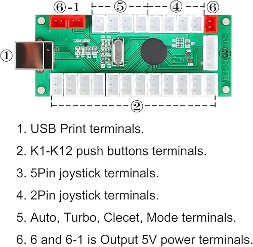 Miniatura 6 de EG STARTS Classic Arcade Games Cabinet Kit USB Encoder to PC Joystick handle + 5V Led Lights Push Buttons Compatible Arcade PC Game DIY Project &