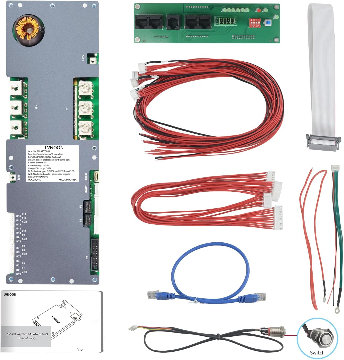 Touch LCD Display 4.3 inches for LVNOON LB04, LB06, LB1A, LB2A and PB1A2A Smart Active Inverter BMS Usage(LC43)