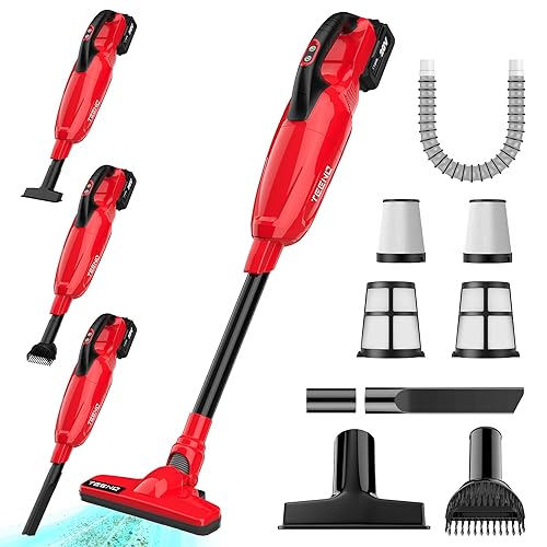 TEENO Akku Staubsauger Lithium 150W/13KPA - staubsauger mit 4Ah Li-Ion Akku für Haus, Auto, Büro & Sofa