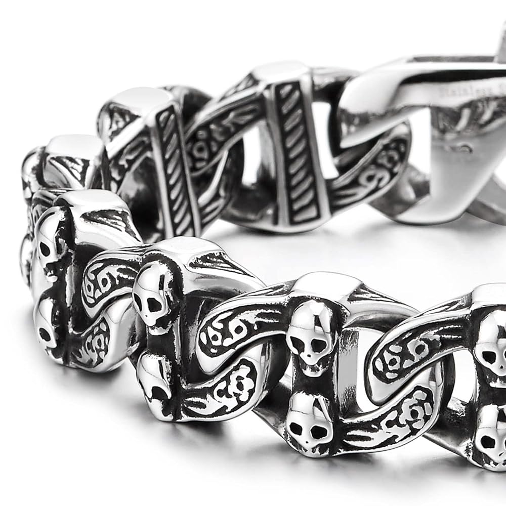 ひ*ろ様 【幻】A&G スカルクロスゴシックIDブレスレット クラシックチェーン スカルゴシッククロスウォレットチェーン | 8UP