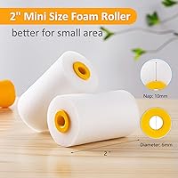 Vista 3 de Mister Rui Foam Paint Roller, 2 Inch Mini Paint Roller Kit 9 Pack, Small Paint Roller with Tray and Liner, Small Paint Rollers 2 Inch, Mini Rollers
