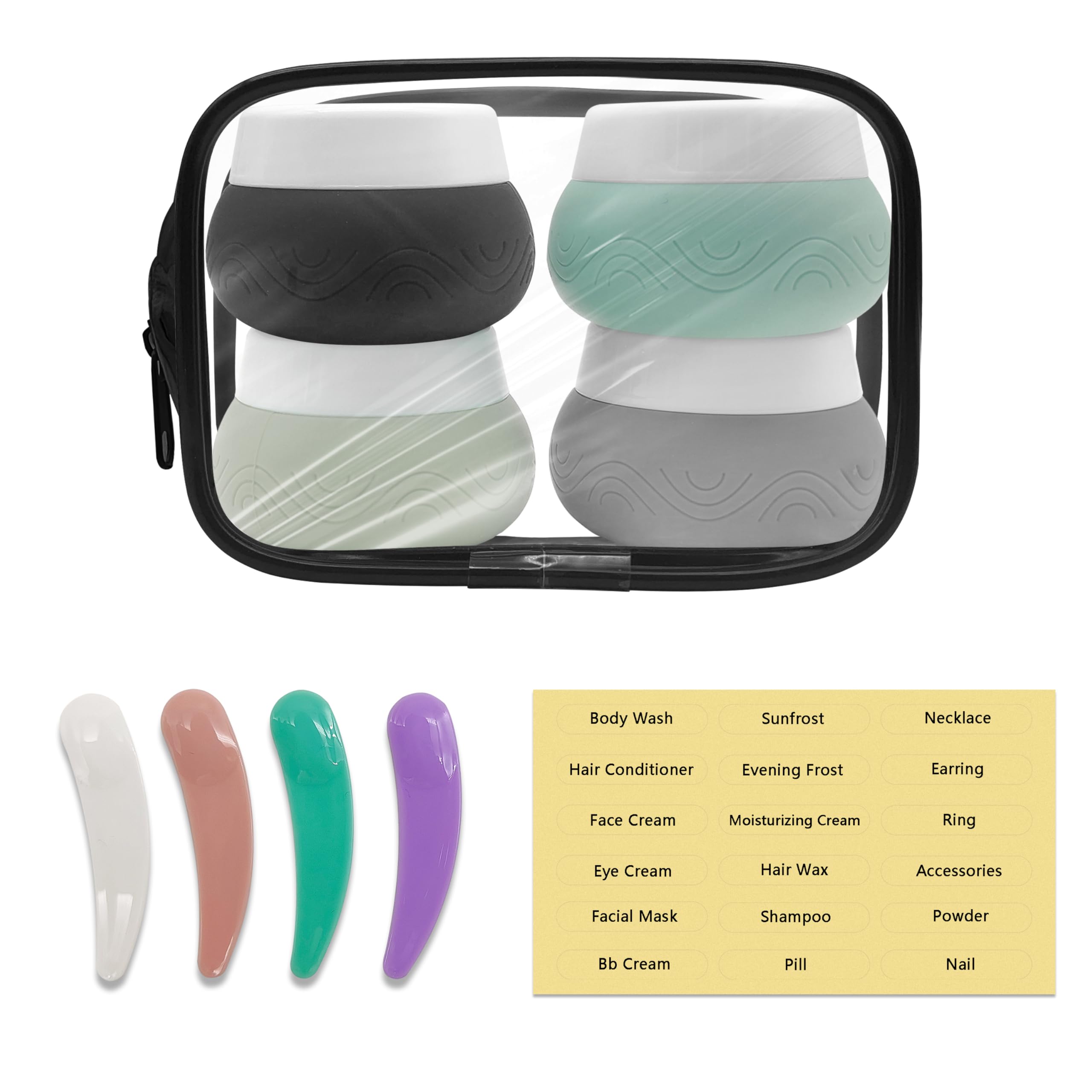 Sombe Travel Containers for Toiletries, TSA Approved Travel Size Containers Silicone Cream Jars Leak-proof Travel Essentials with Lid for Cosmetic