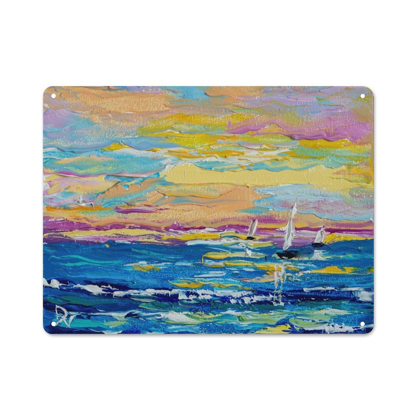 Junmoney Style-13 Marine Sketch Decorative Metal Plaque 30X40cm, Loft Style Urban Room Decor For Flat, Bar, Studio Or Gallery Wall