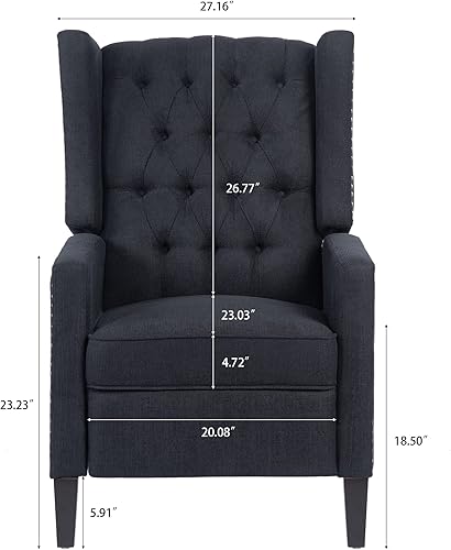 Miniatura 2 de Wingback - Silla reclinable de tela, moderna con respaldo alto, cómoda silla de lectura, sillas con respaldo copetudo con brazos para dormitorio y