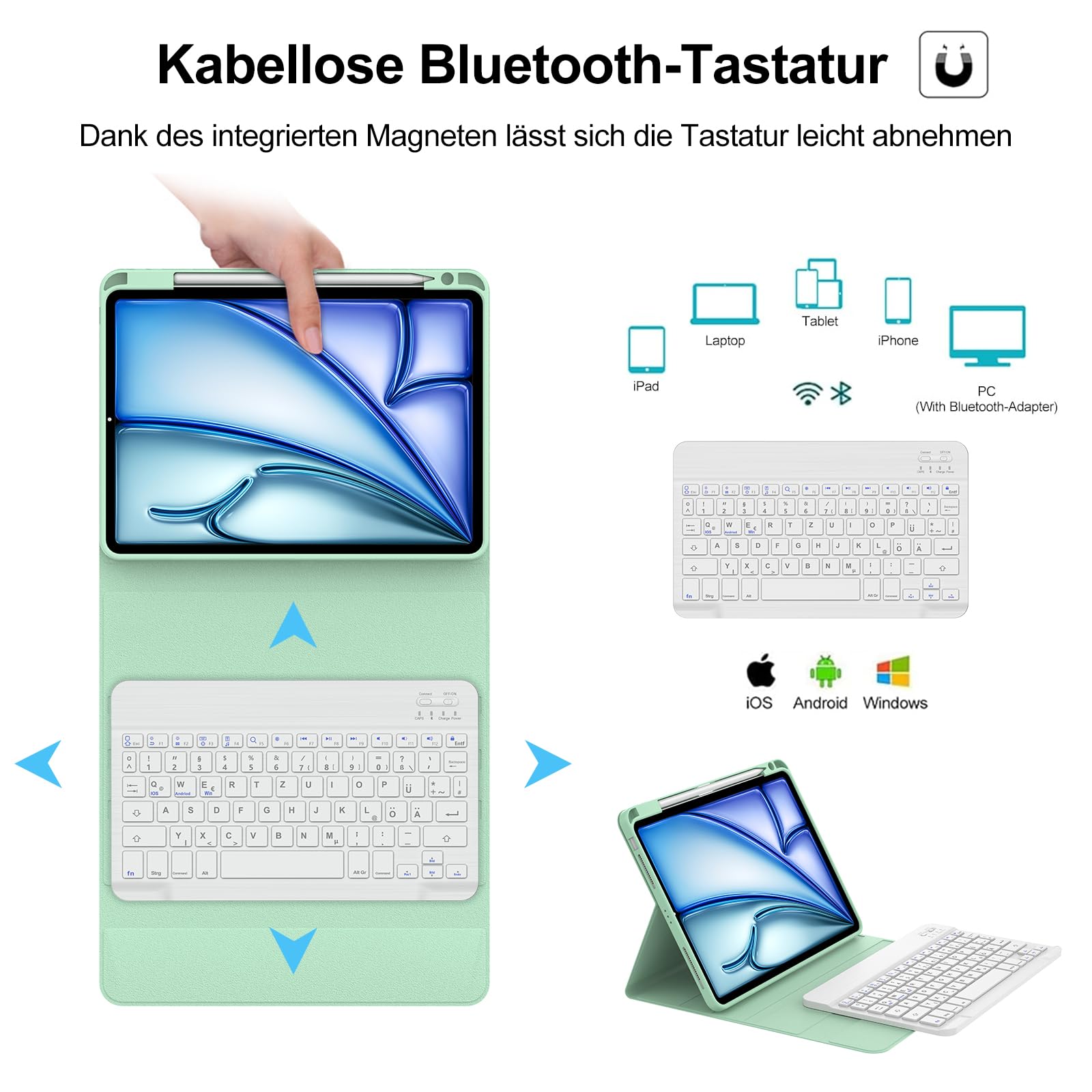 Tastatur für iPad Air 11 2025 M3/2024 M2, 7-Farbige