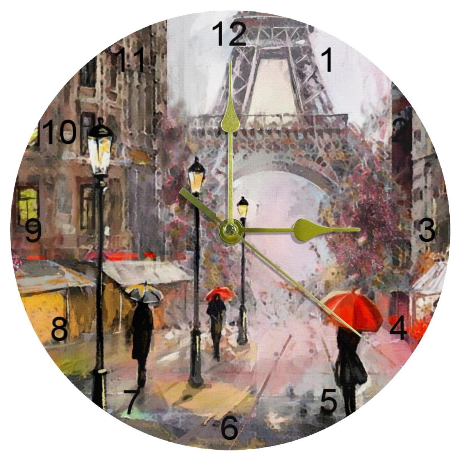 Horloge murale de cuisine et bureau 25cm style Tour Eiffel