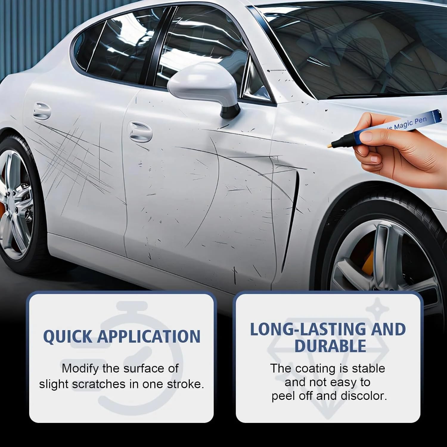 Magic Car Scratch Removal Pen - Auto Scratch Repair Pen Car Paint Repair Pens Quick Fix Clear Coat Scratch Repair Tool for Minor Scratches Touch Up Surface Restoration for Vehicle Exterior (2 Pcs) — view 2