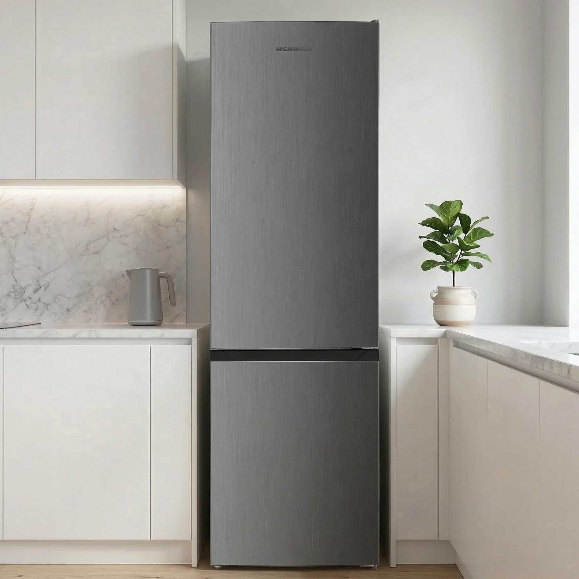 HC-HM262INVXD – Freistehende Kühl-Gefrierkombination 262L, LED-Beleuchtung, elektronischer Thermostat, Energieklasse E, wechselbarer Türanschlag, 5 Jahre Garantie (Energielabel -> D, Anthrazi)