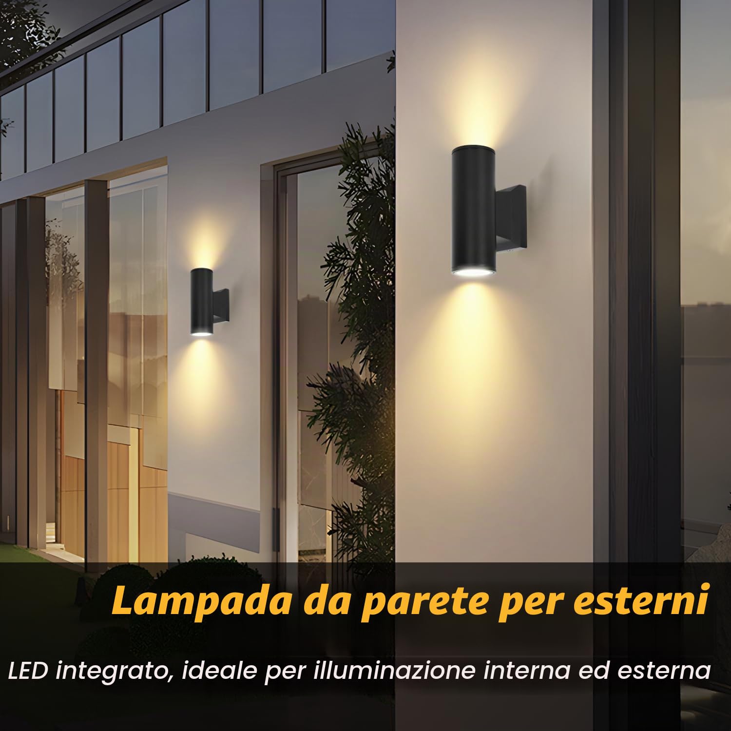 Aigostar Applique LED da Parete Esterno, Lampada da Parete Cilindrico Alluminio GU10, Impermeabile IP65 Luce Esterno, per Patii, Giardini, Corridoi, Balconi,Vialetti, Lampadina non inclusa(12 pacchi