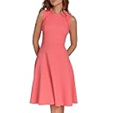 Womens Sleeveless Scoop Neck Fit and Flare Dress