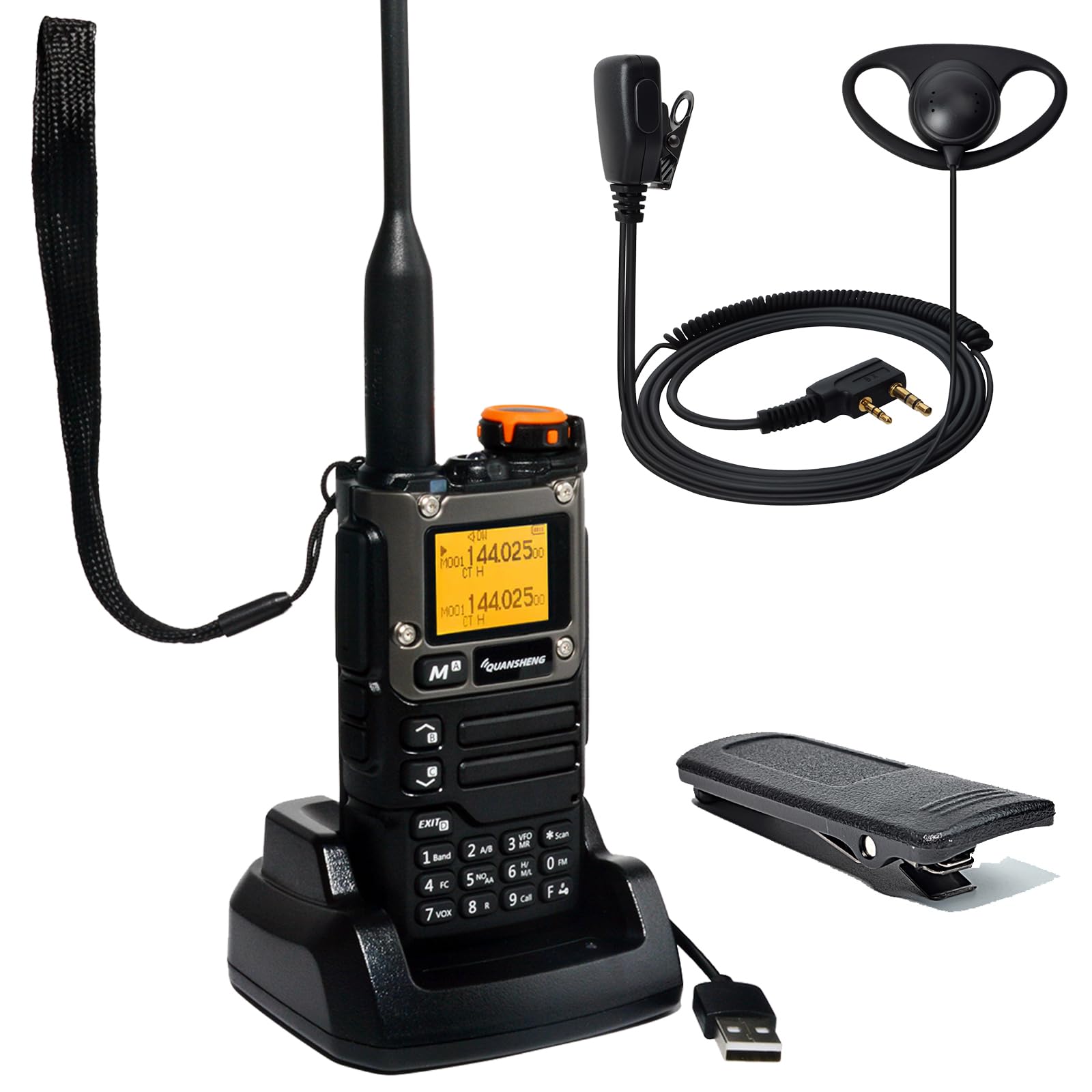 Quansheng UV-K5(8) Orange VHF UHF Portable Walkie Talkie FM NOAA UV-K6 Two-way Radio for Outdoor/Warehousing and logistics/navigation/industrial production (Black, with Radio Holder) — view 13