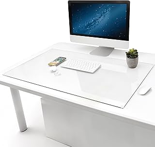 IMPRESA Tempered Glass Desk Mat - 20 x 36 in, Clear Desktop Mat with Dry...