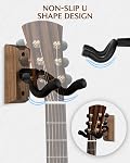 STRICH Support mural pour guitare 2 Paquet, porte-monnaie en bois de noyer noir pour guitare électrique acoustique, bass, Ukulele, violon, Mandolin, Banjo