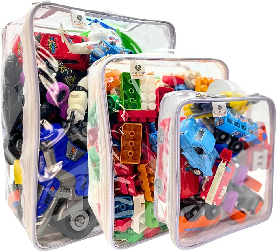 Kit 3 Organizador Brinquedos Ursinhos Carrinhos Empilhável Guarda Roupa C/Zíper Dobravél 1P + 1M + 1 G - bubag