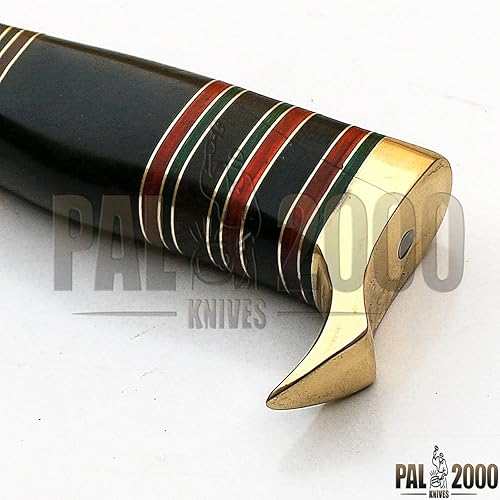 Miniatura 7 de HTK-9228 Cuchillo de caza de acero de Damasco hecho a mano personalizado 15 pulgadas Buffalo Horn Handle Escalera patrón hoja con funda