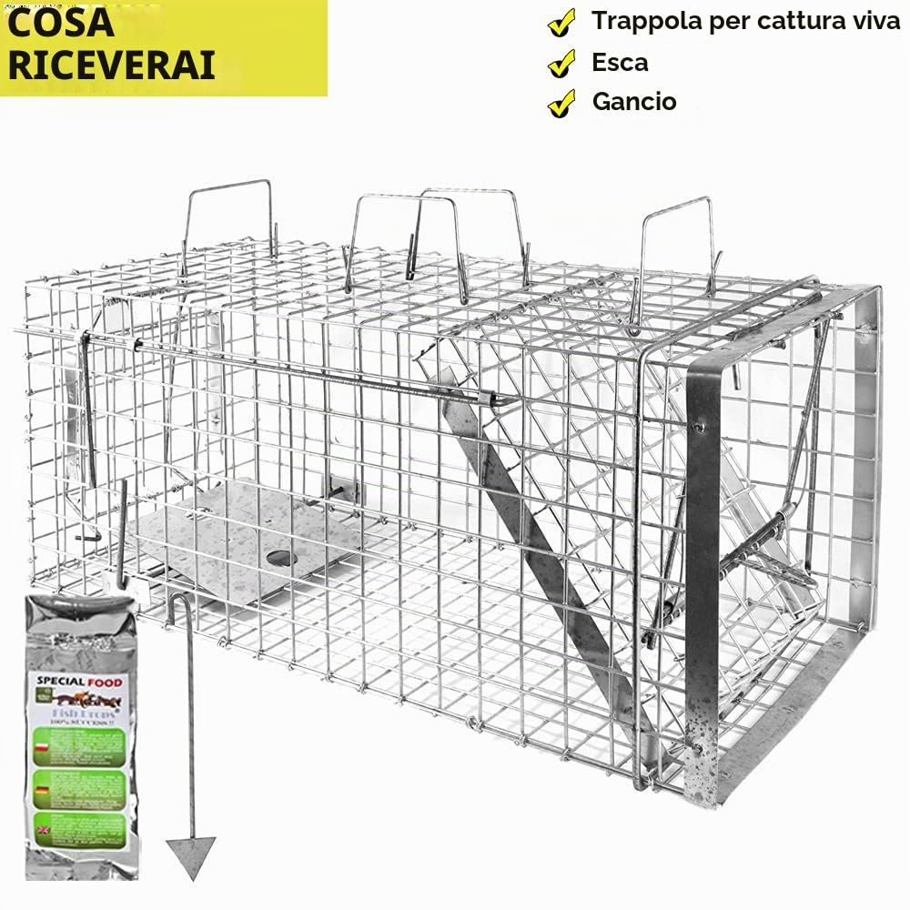 Petigi Gabbia Trappola per Animali Talpa Ratto Mouse Topo Nutria 80 x 34 x 34 cm