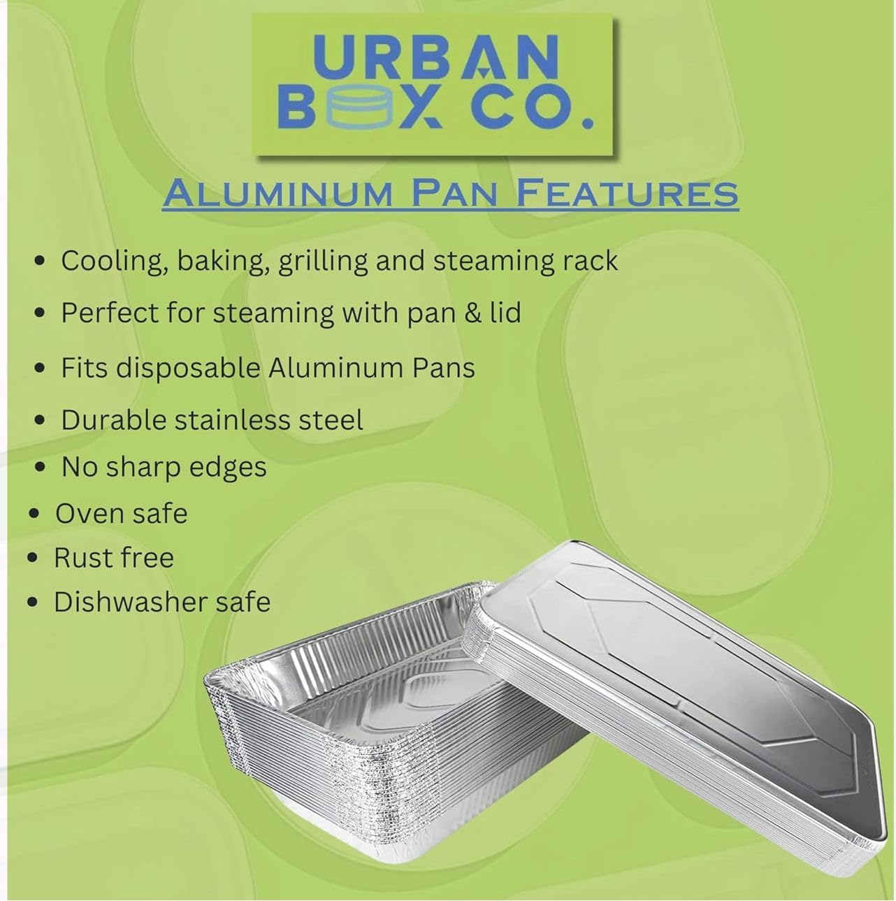 Urban Box Co. Half Size Deep Aluminum Pans 9x13 (40 pack): Extra Heavy Duty, Disposable Foil Pans for Bakeware, Roasting, Chafing, Steam Table Tray, Cake & Oven Pan (40, No Lid).