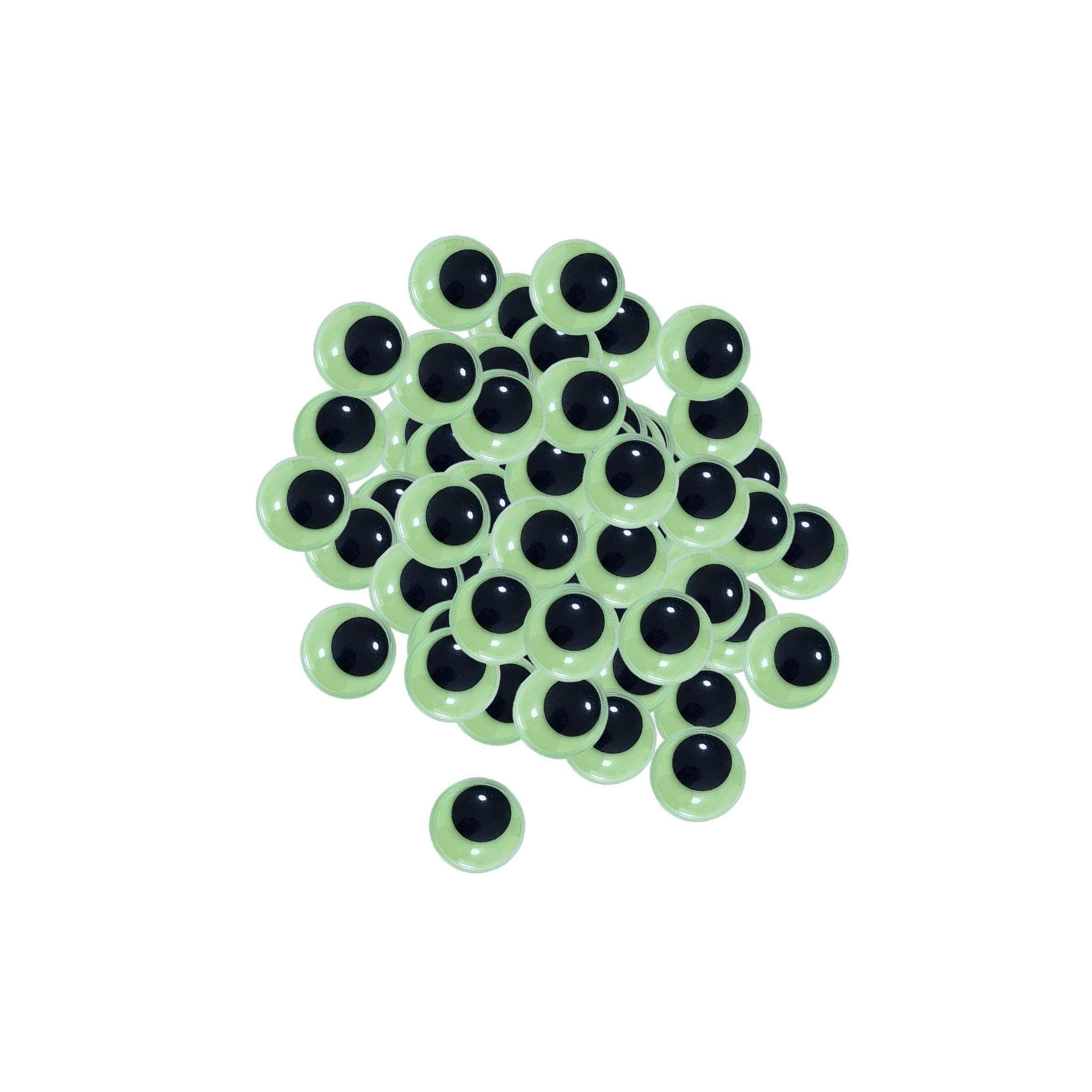 PIXZCSA Adhesive Wiggle Eyes for DIY Crafts and Halloween Decorations Bulk Pack Glow in Dark Googly Wiggle Eyes Self Adhesive for Hand Making DIY Crafts, Black White, 10mm 100 pcs