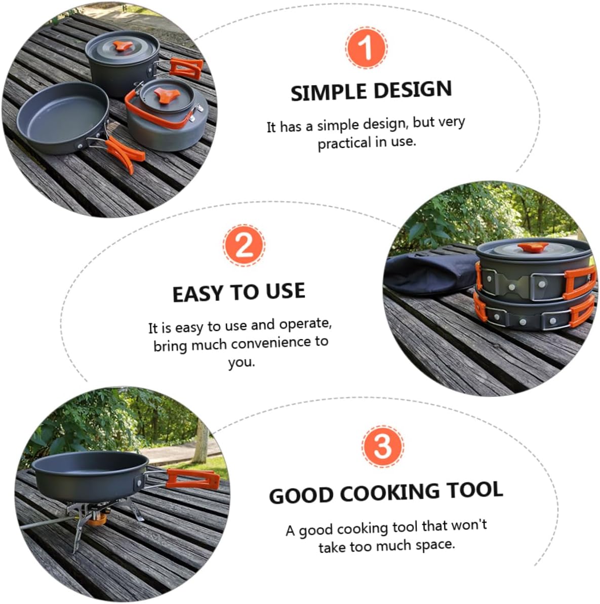 Generic 2-3 Person Camping Cookware Set Aluminum Pot Kettle Portable Cutlery for Outdoor Activities