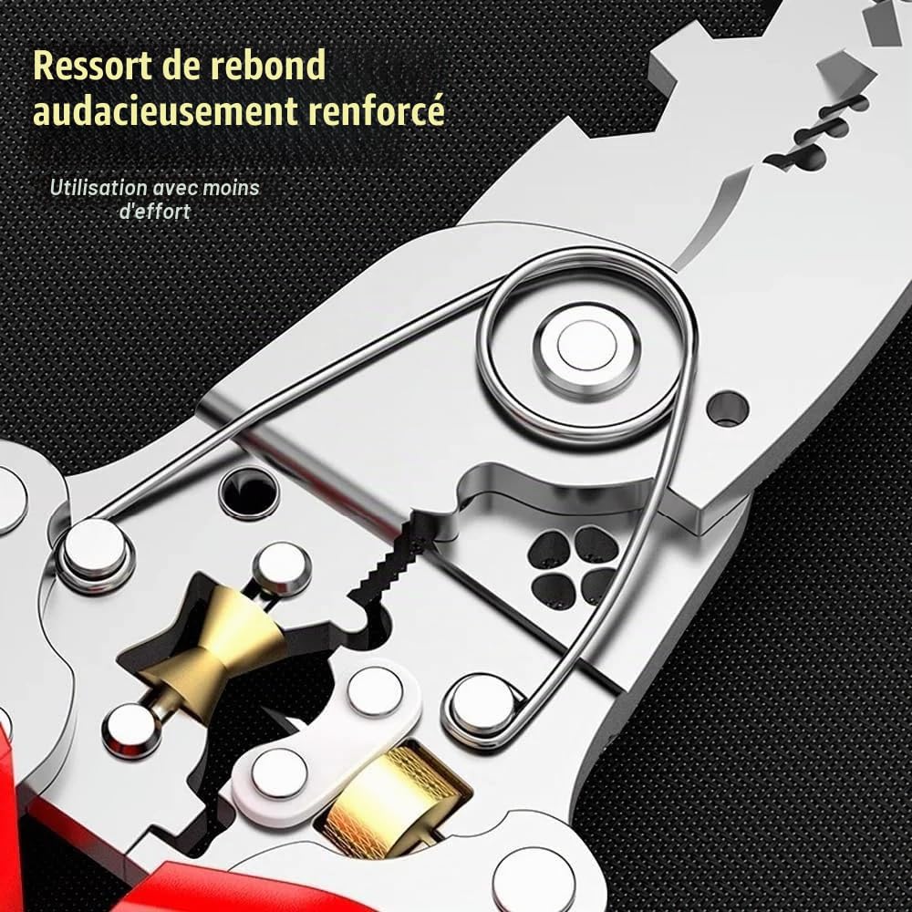 Pince à dénuder et torsadeuse 16 en 1 avec testeur de tension (12-250 V), pince à dénuder multifonctionnelle pour couper, tirer et sertir les fils, outil d'électricien pliable pour réparation
