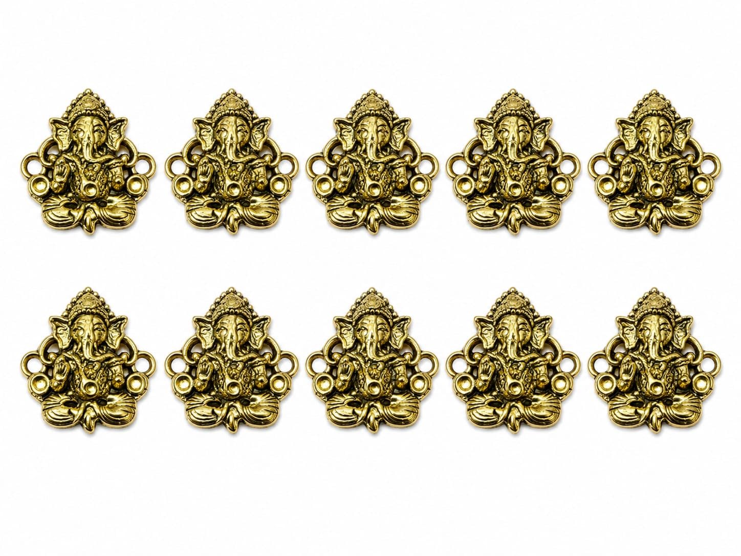 Ganesh ji big Charm for Rakhi Making | Premium Gold Plated Brother Word Metal Connector for Designer Rakhi, Bhai Rakhi, Lumba Rakhi, Bracelet Making, Jewelry Making & DIY Craft Supplies | Pack of 10-image-10