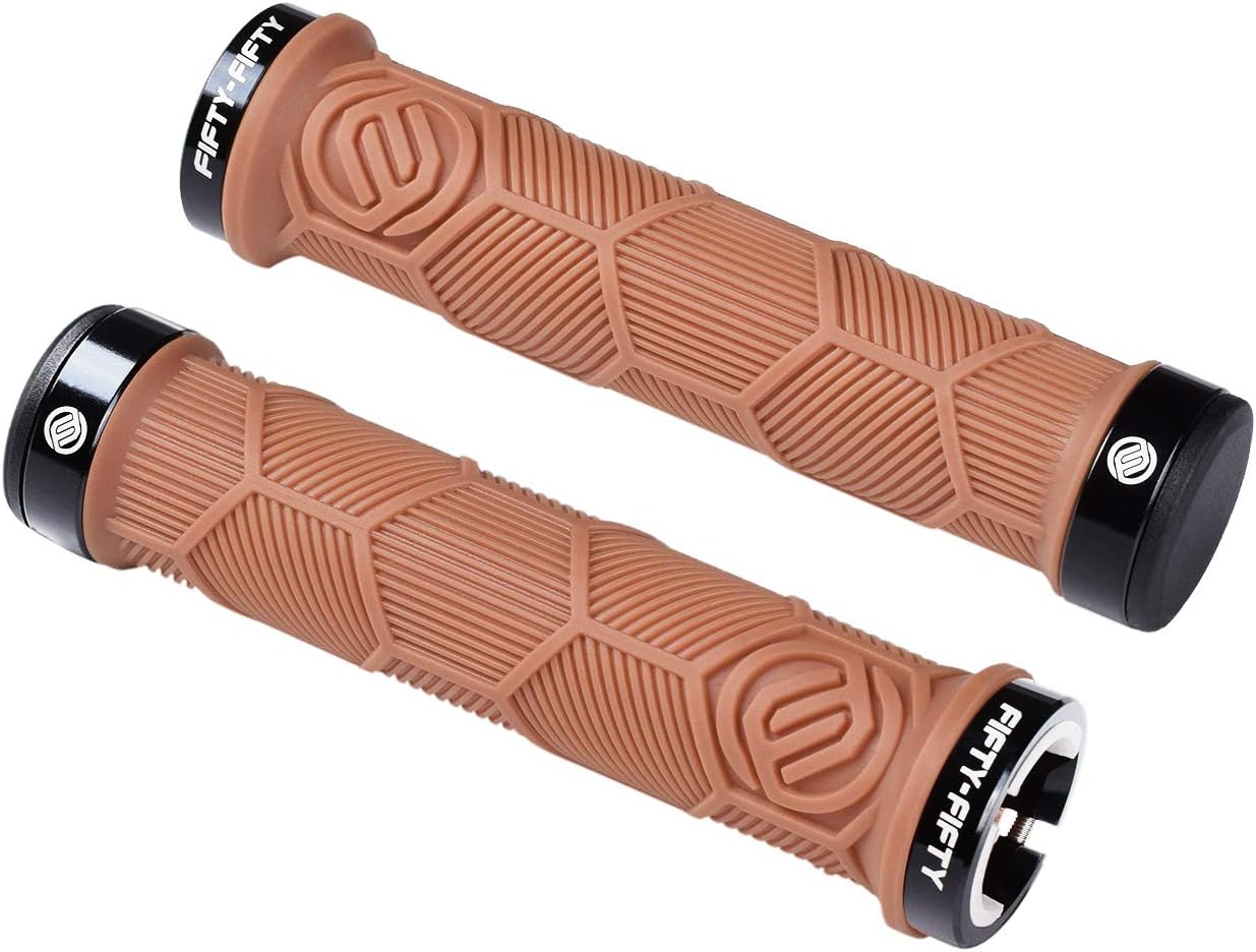 FIFTY-FIFTY Double Lock-On Mountain Bike Grips, Bicycle Handlebar Locking Grips, Non-Slip MTB Handle