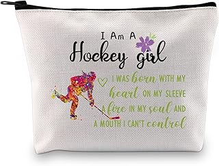 GJTIM Ice Hockey Gift I Am A Hockey Girl Makeup Bag Inspirational Gift for Hockey Girl Mom Zipper Pouch (Hockey Girl Bag CA)