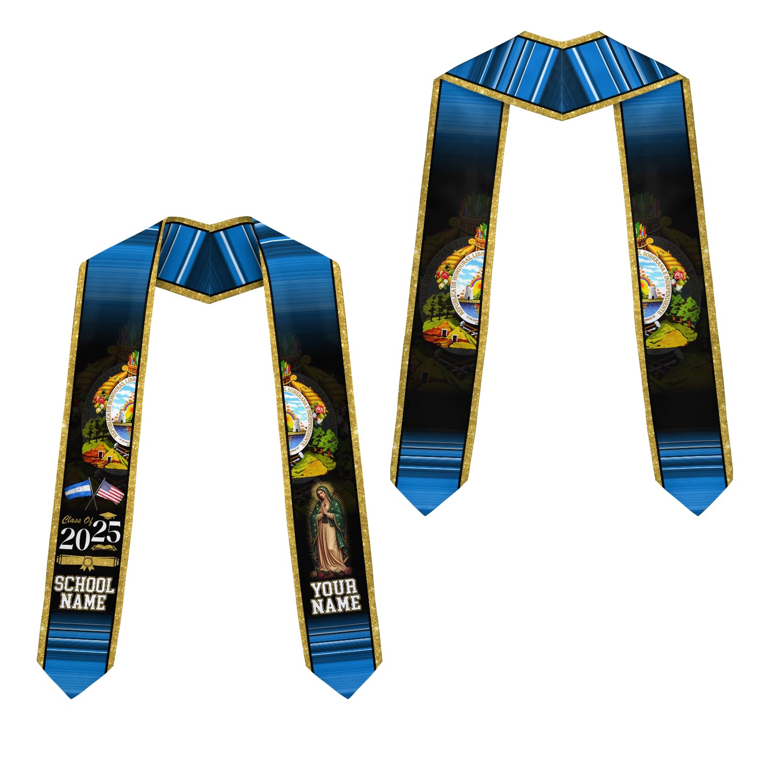 MonkeyVan Personalized Honduran Graduation Stole 2025,Custom Honduras Flag Sash,Honduras Graduation Stole for Class of 2025 S352