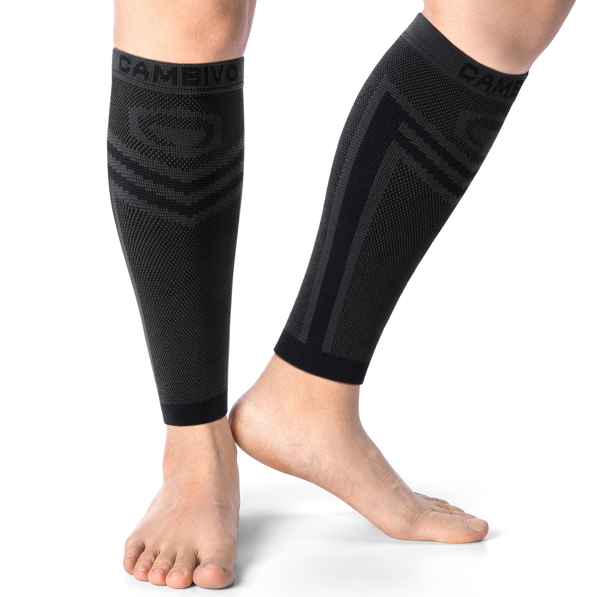 CAMBIVO Calf Compression Sleeves for Women and Men, Leg Compression Sleeves for Running, Flight, Hiking(Black, LXL)